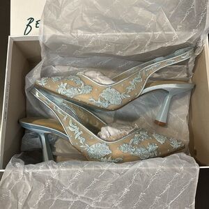 Betsy Johnson light blue mesh beaded heels